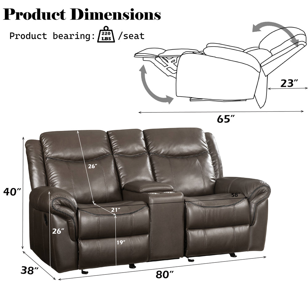 Lydia Motion Loveseat w/USB Port & Console