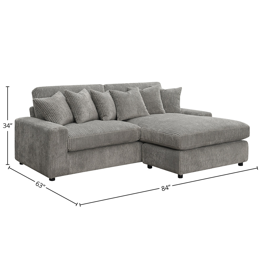 Tavia Reversible Sectional Sofa w/6 Pillows