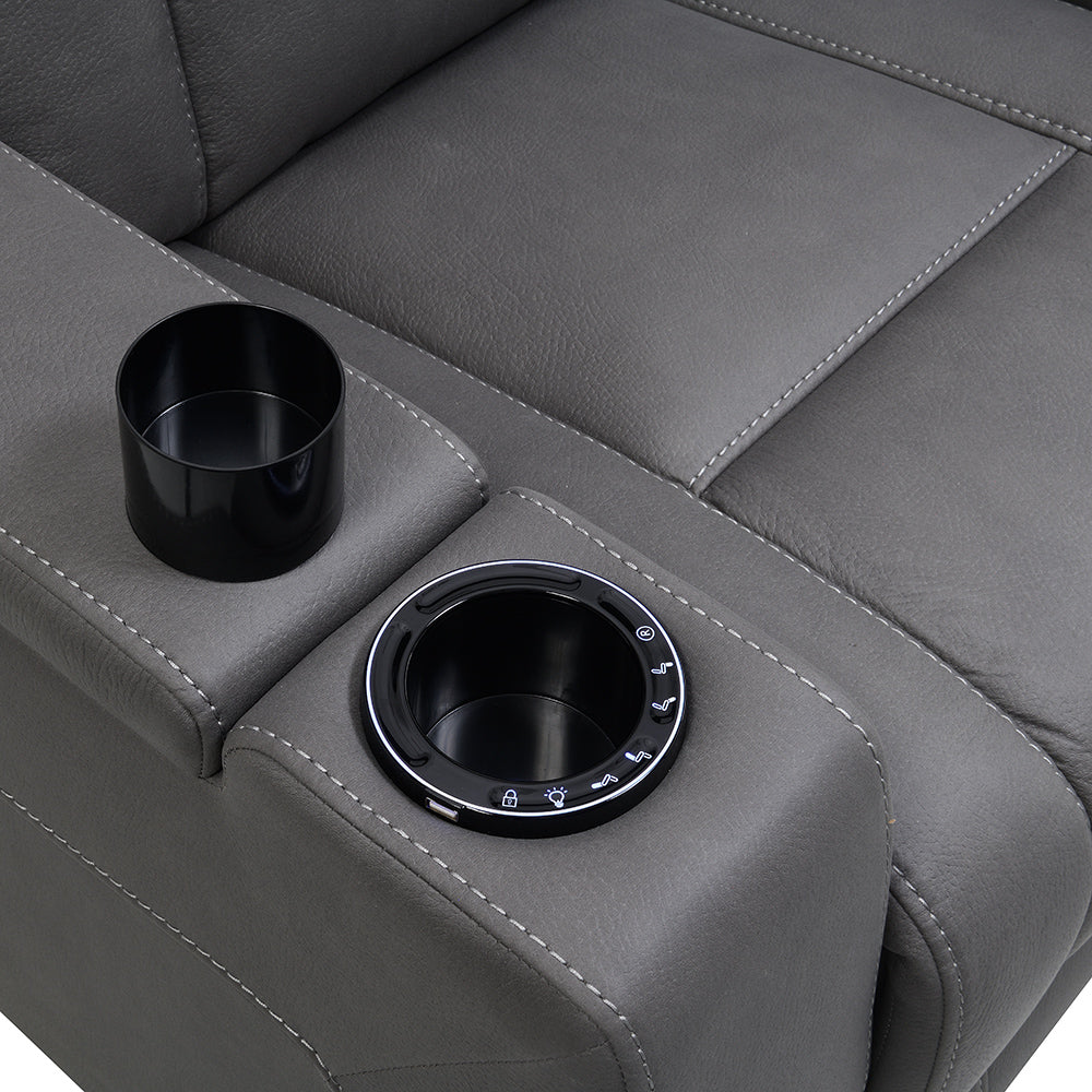 Leuco Power Motion Recliner w/Cup Holder, Control, LED & Power Headrest