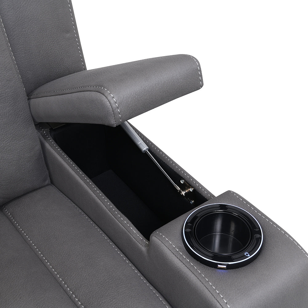Leuco Power Motion Recliner w/Cup Holder, Control, LED & Power Headrest