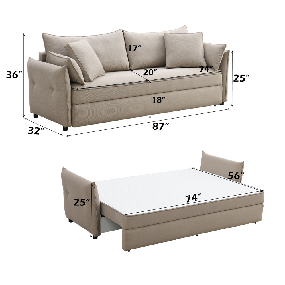 Irina Sofa w/Sleeper, Storage & 4 Pillows (Full)