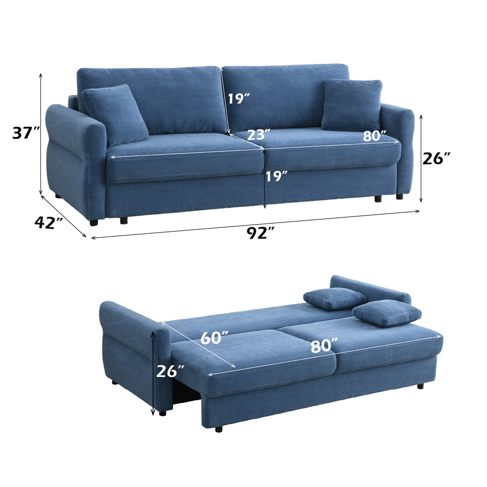 Haran Sofa w/Sleeper, Storage & 2 Pillows (Queen)
