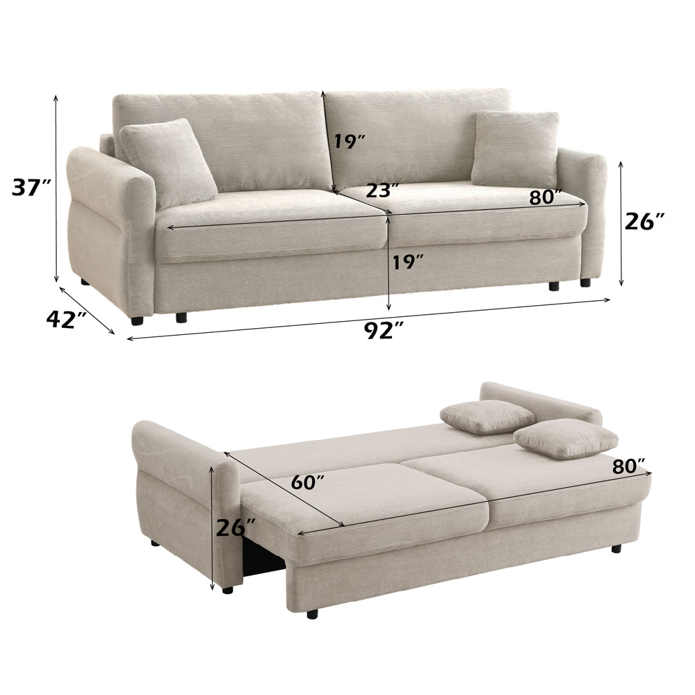Haran Sofa w/Sleeper, Storage & 2 Pillows (Queen)