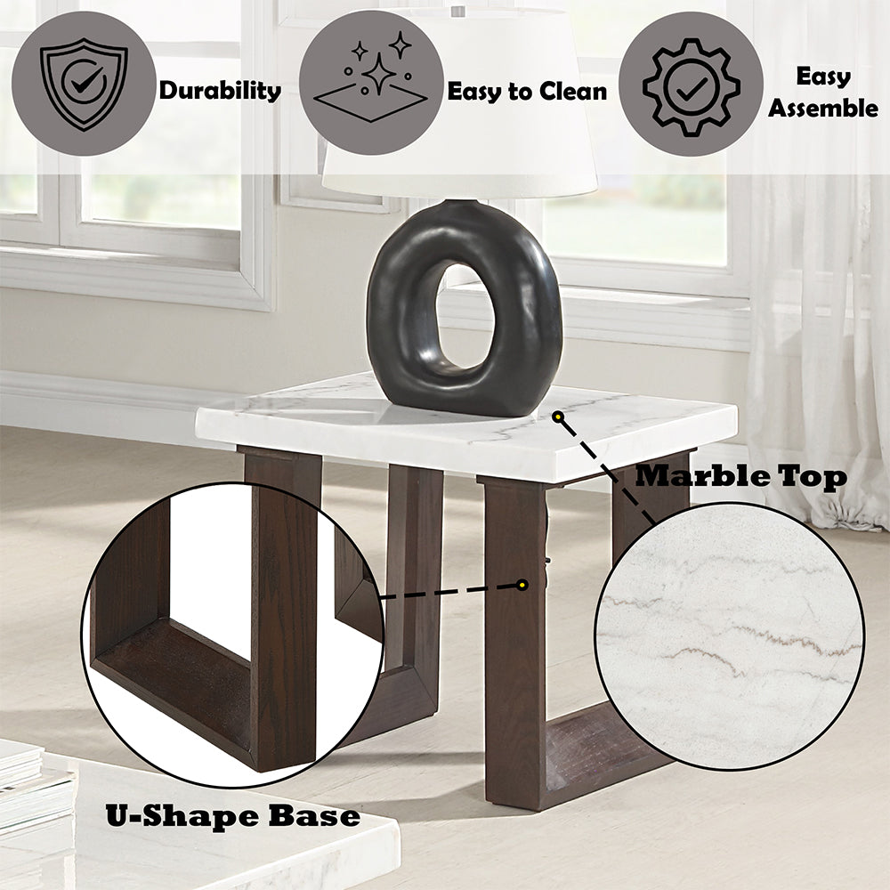 Edwyn End Table w/Natrual Marble Top