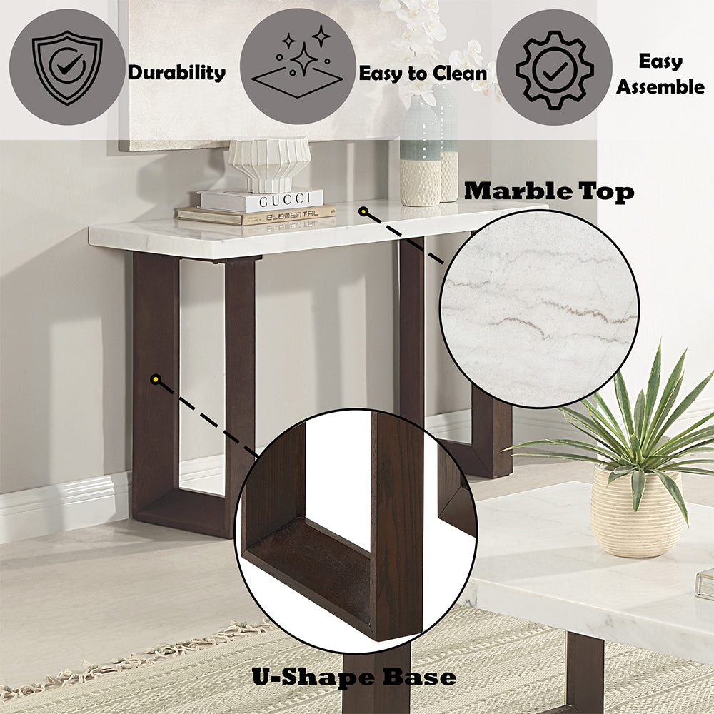 Edwyn Sofa Table w/Natrual Marble Top