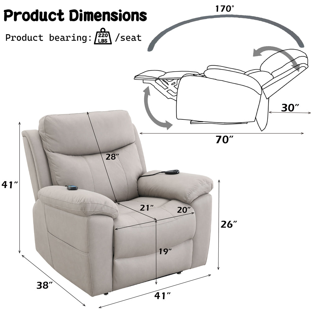 Chriki Power Recliner w/Lift & Heating & Massage