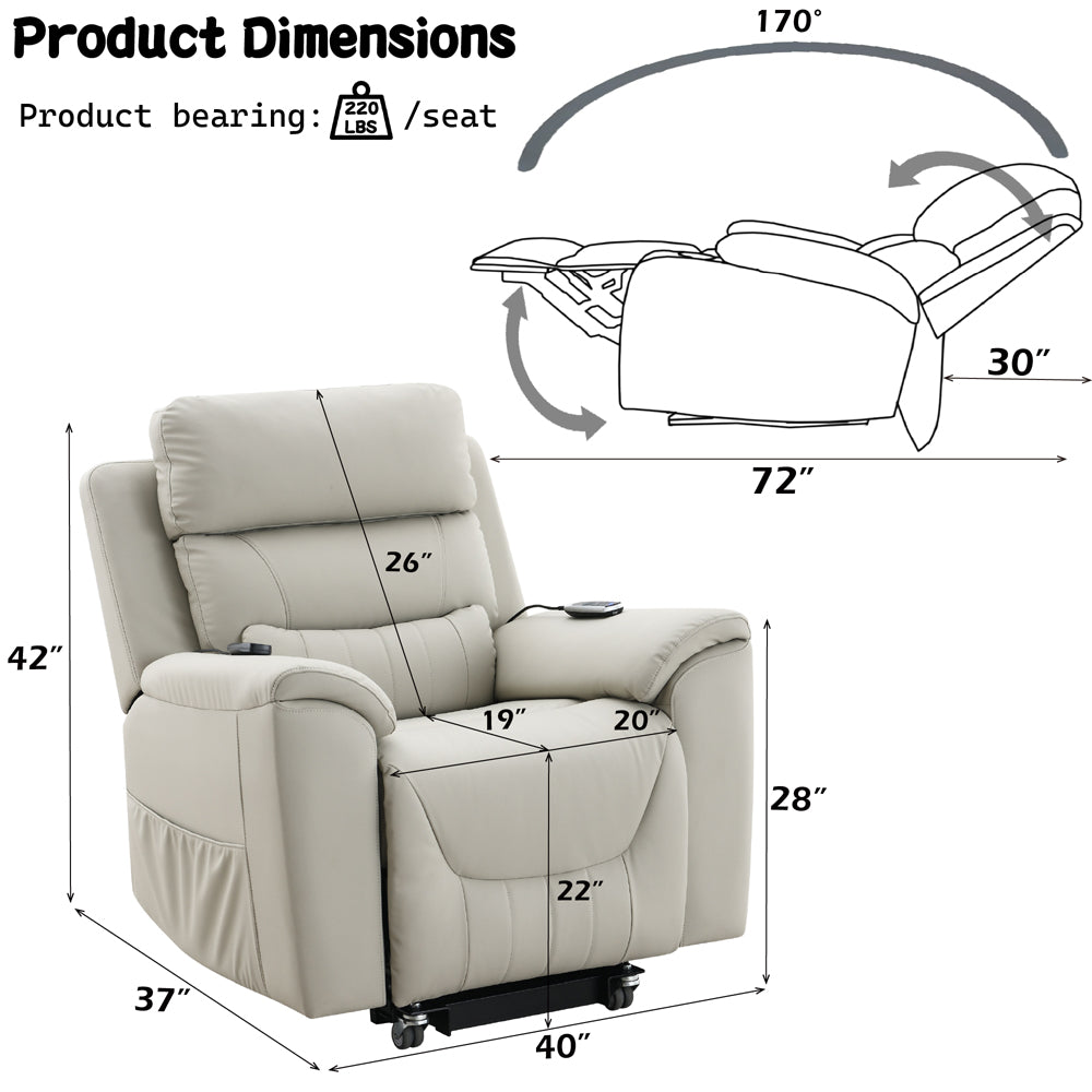 Marsha Power Recliner w/Lift, Heating & Massage