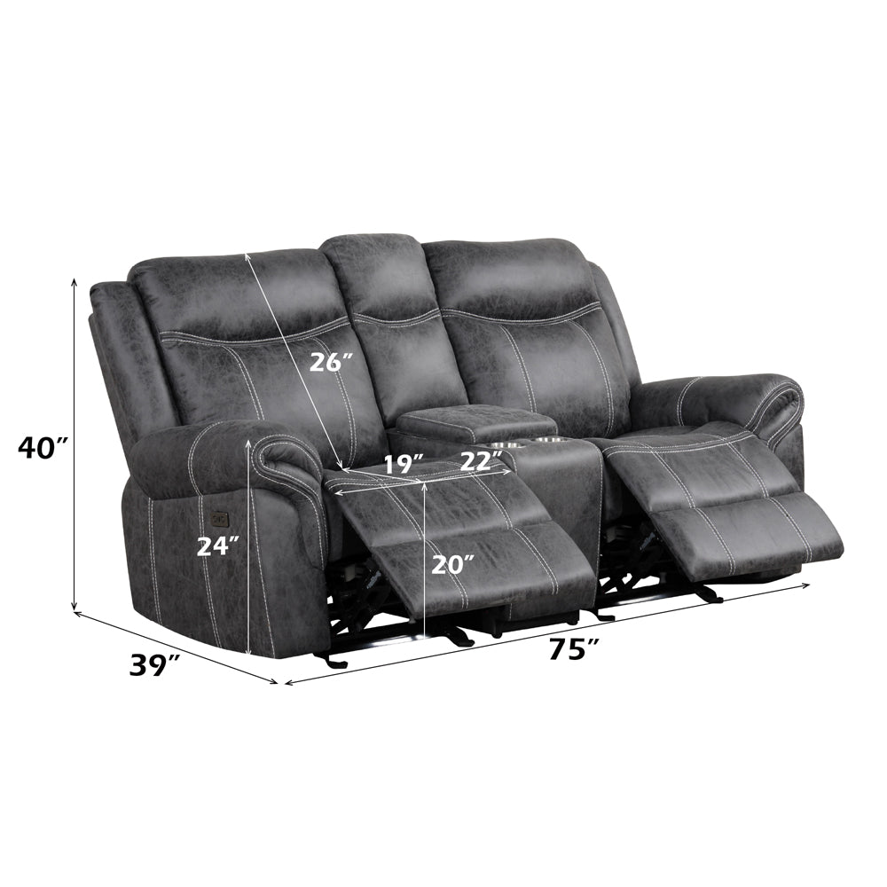 Zubaida Power Motion Glider Loveseat w/USB Port