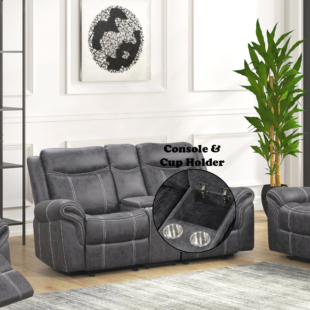 Zubaida Power Motion Glider Loveseat w/USB Port