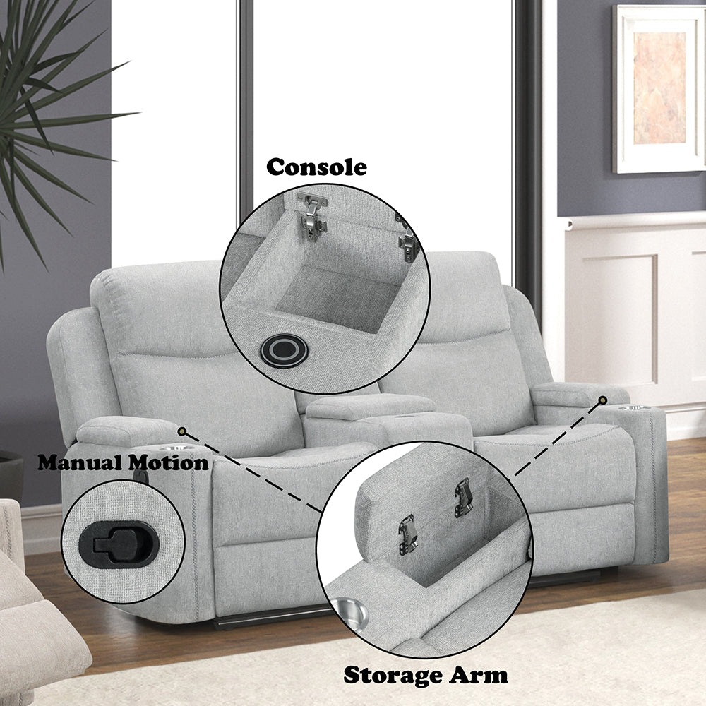 Galya Motion Loveseat w/Console & Storage Arm