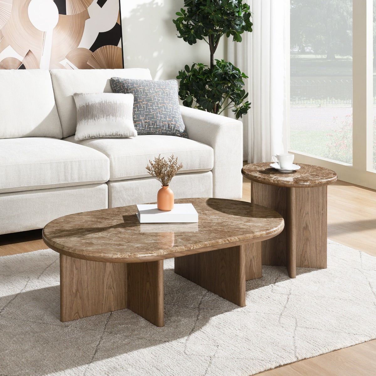 Markku End Table w/Natural Marble
