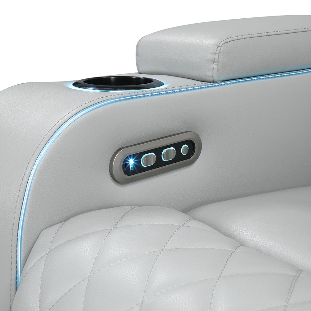 Elonzo Power Motion Sofa w/LED, Power Headrest & Speaker