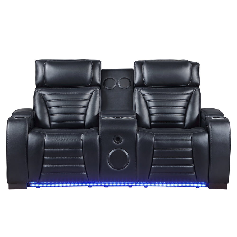 Ephron Power Motion Loveseat W/ Console, Power Headrests, LED & Speakers