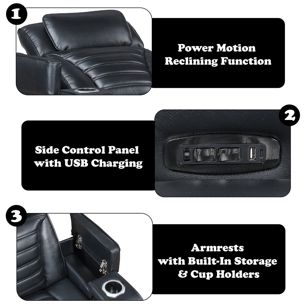Ephron Power Motion Recliner W/Power Headrest & LED