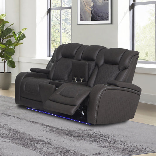 Wendell Power Motion Loveseat w/Console,Wireless Charger, Storage,USB & LED