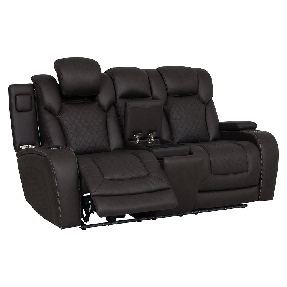 Wendell Power Motion Loveseat w/Console,Wireless Charger, Storage,USB & LED
