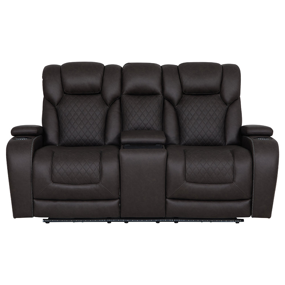 Wendell Power Motion Loveseat w/Console,Wireless Charger, Storage,USB & LED
