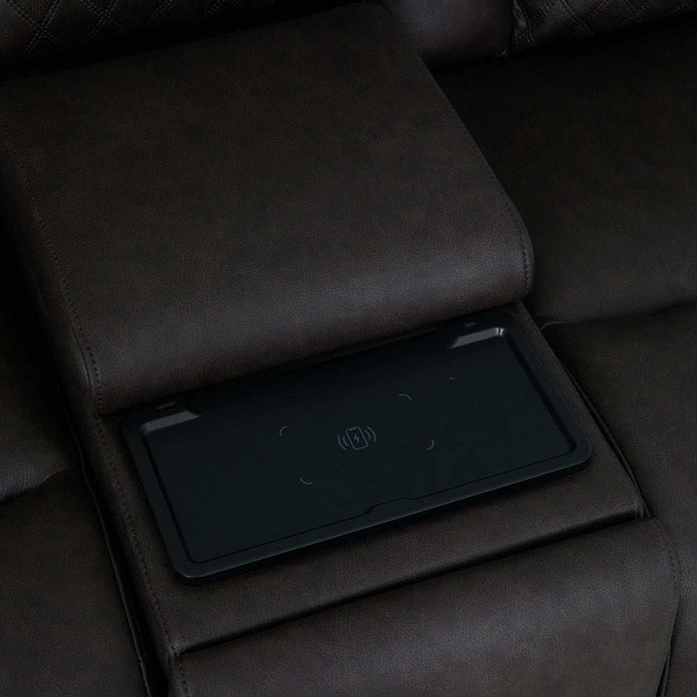 Wendell Power Motion Loveseat w/Console,Wireless Charger, Storage,USB & LED
