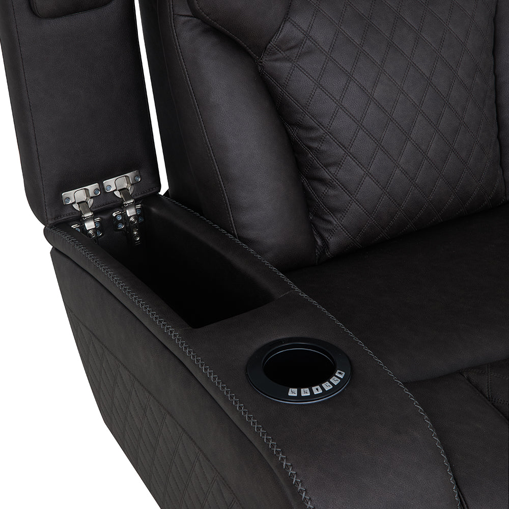 Wendell Power Motion Loveseat w/Console,Wireless Charger, Storage,USB & LED
