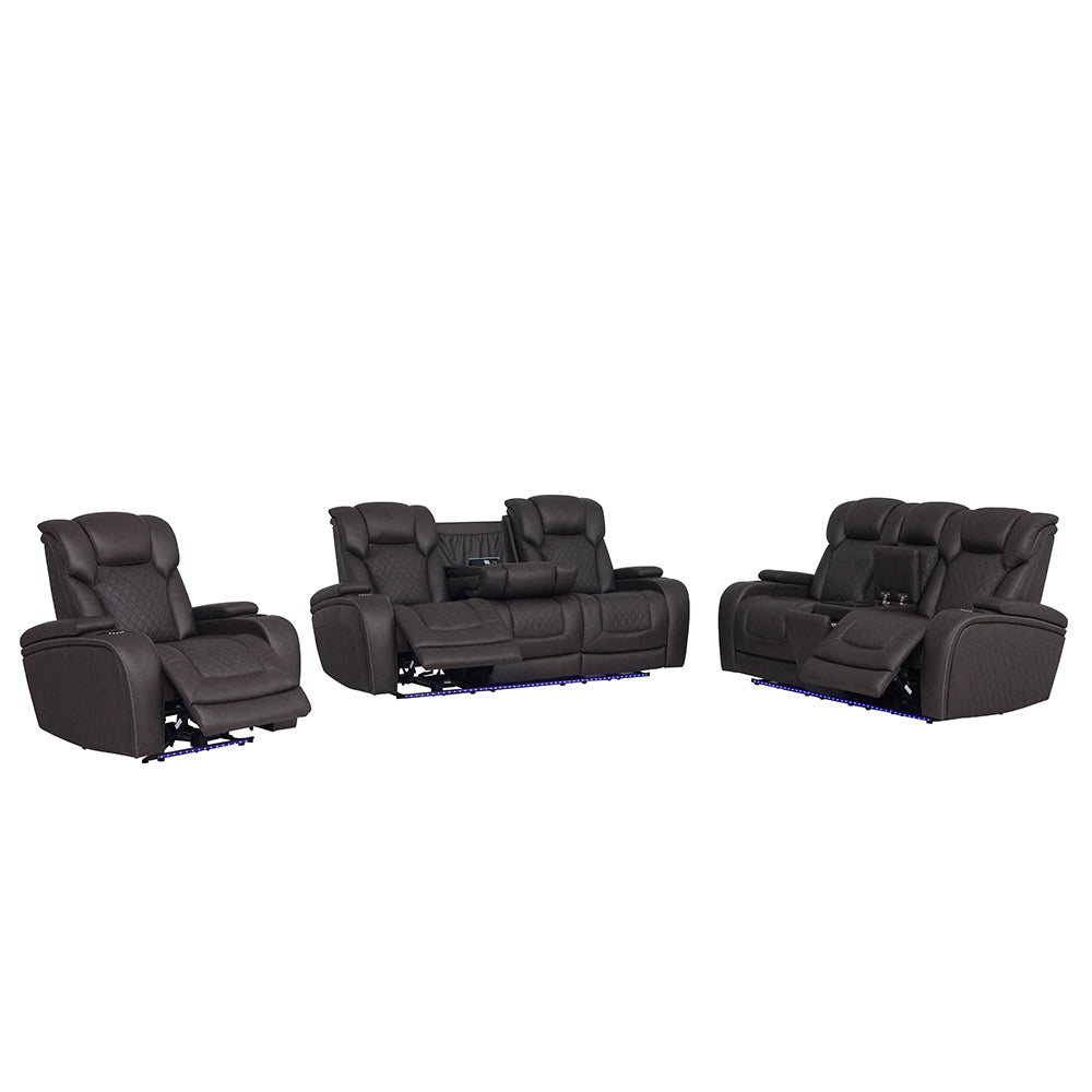 Wendell Power Motion Loveseat w/Console,Wireless Charger, Storage,USB & LED