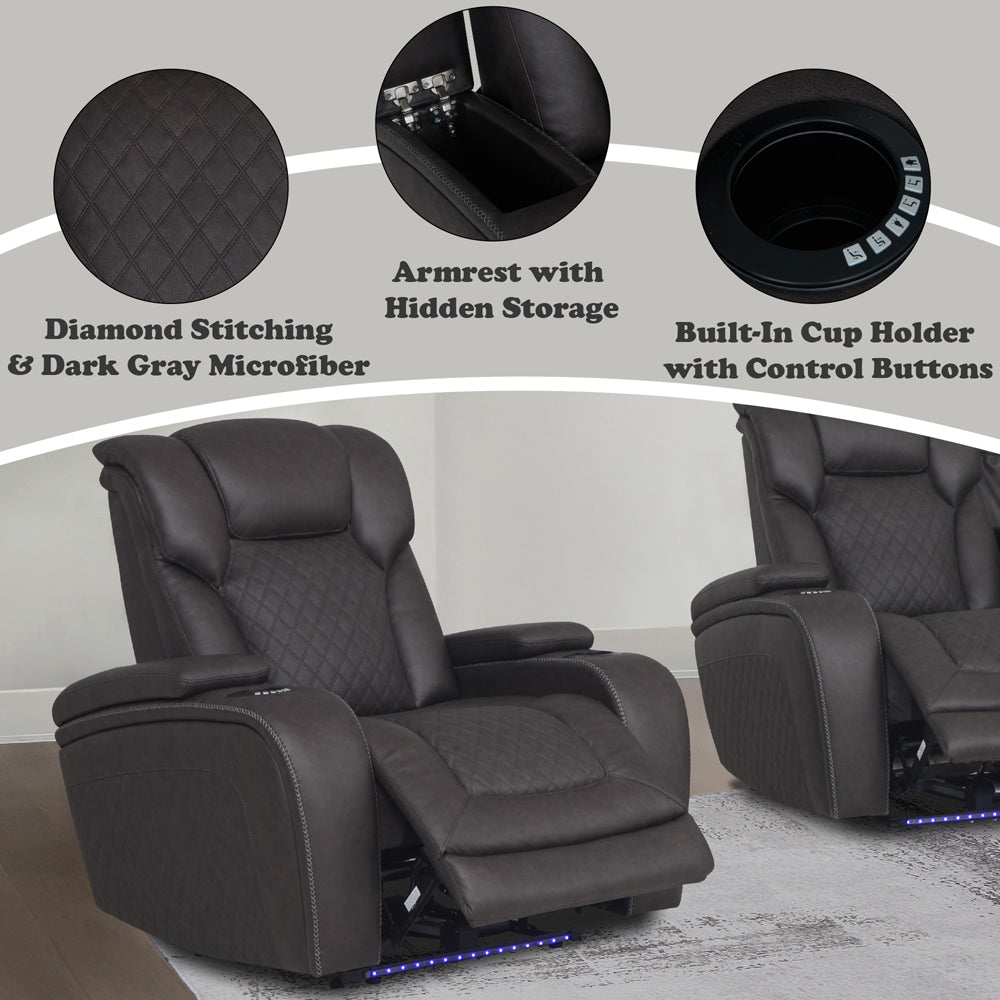 Wendell Power Motion Recliner w/Storage,USB & LED