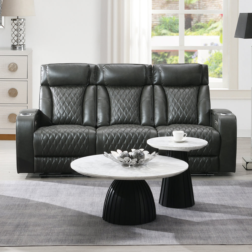 Taddeo Power Motion Sofa w/Power Headrest, USB, Wireless Chaeger, LED & Reading Light
