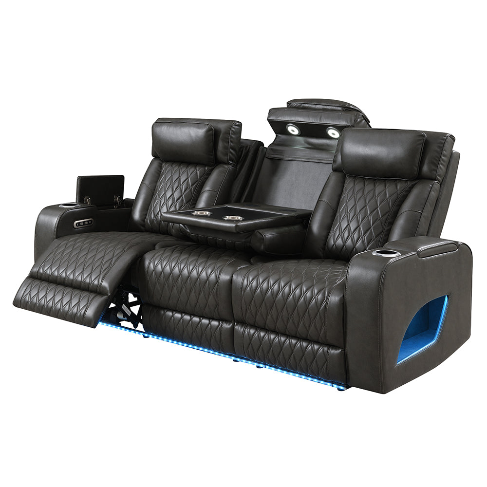 Taddeo Power Motion Sofa w/Power Headrest, USB, Wireless Chaeger, LED & Reading Light