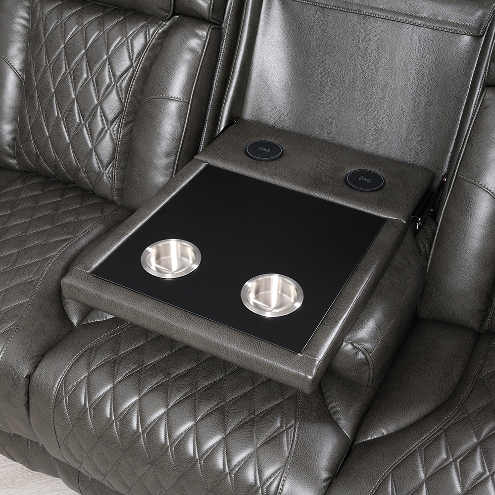 Taddeo Power Motion Sofa w/Power Headrest, USB, Wireless Chaeger, LED & Reading Light