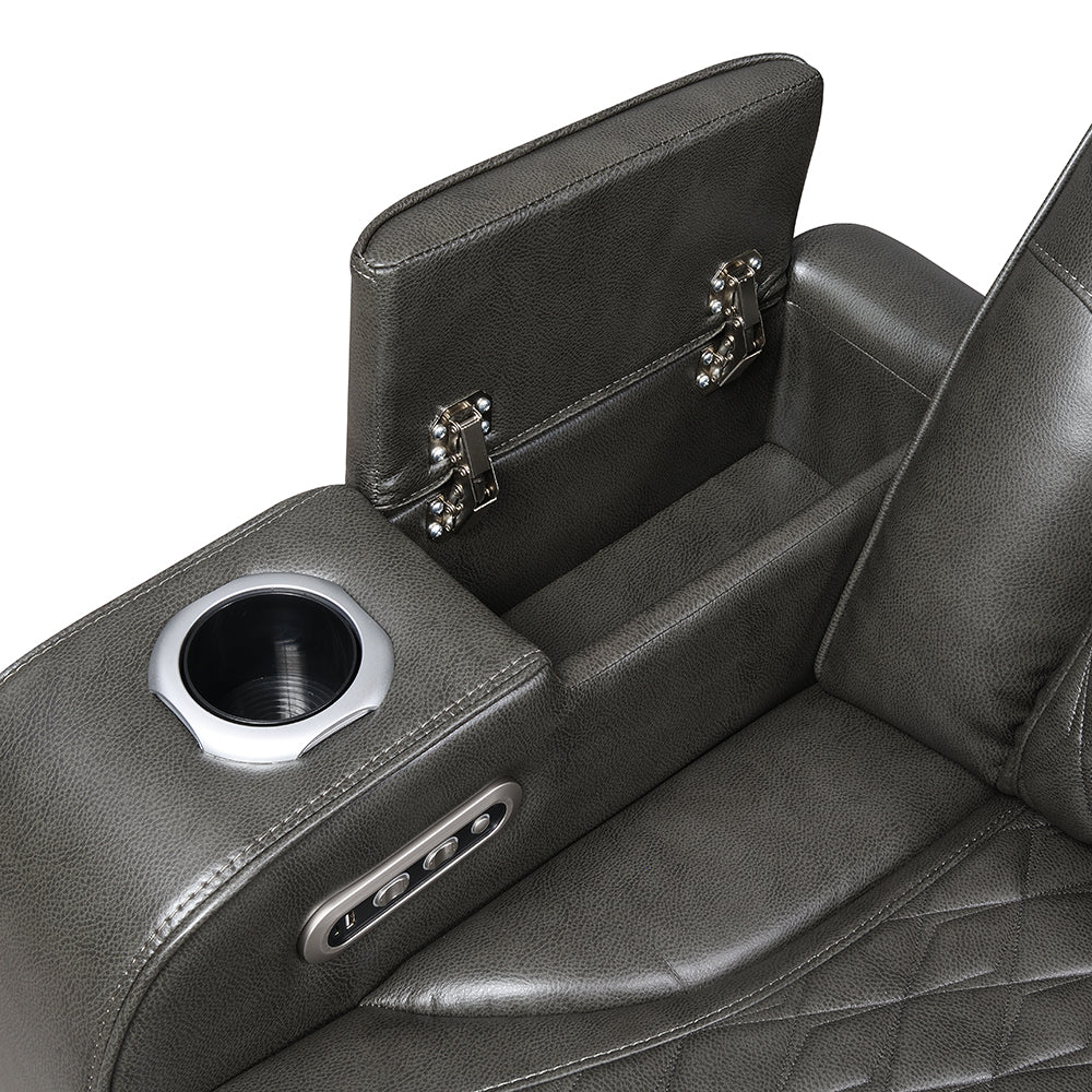 Taddeo Power Motion Sofa w/Power Headrest, USB, Wireless Chaeger, LED & Reading Light