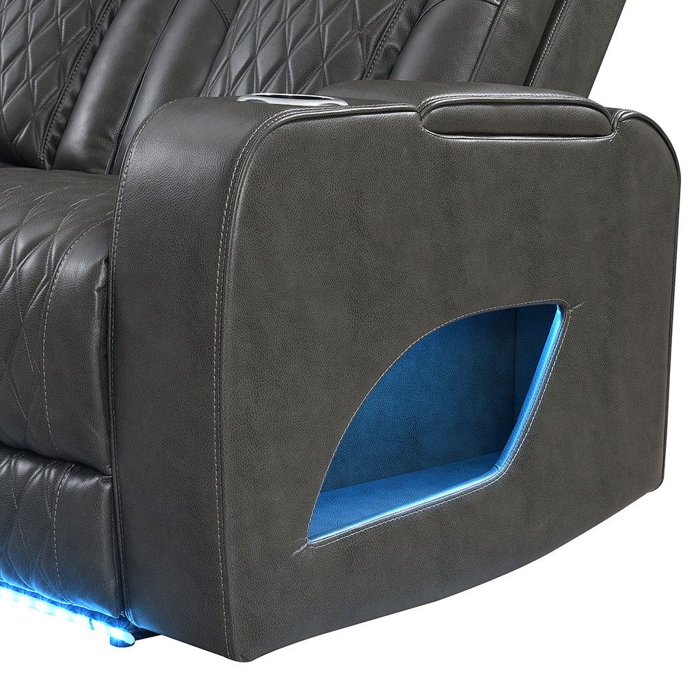 Taddeo Power Motion Sofa w/Power Headrest, USB, Wireless Chaeger, LED & Reading Light