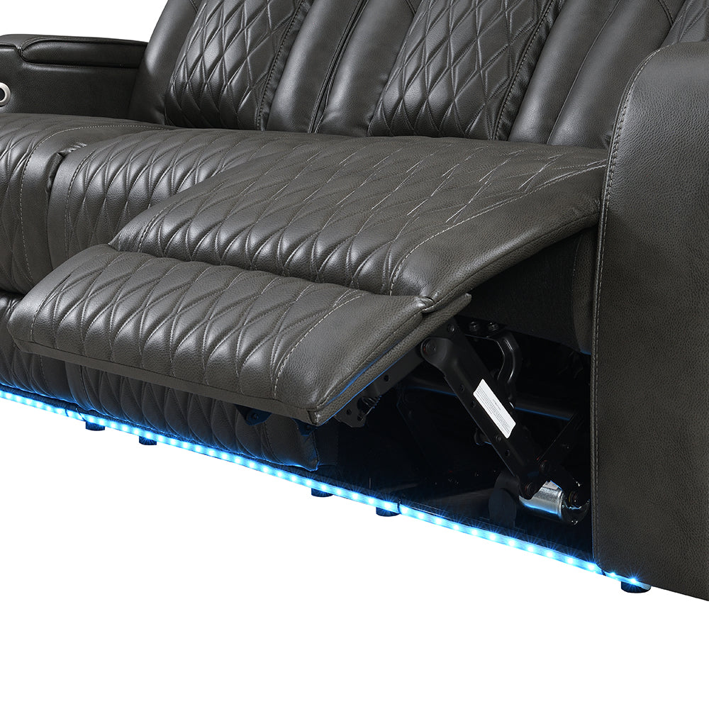 Taddeo Power Motion Sofa w/Power Headrest, USB, Wireless Chaeger, LED & Reading Light