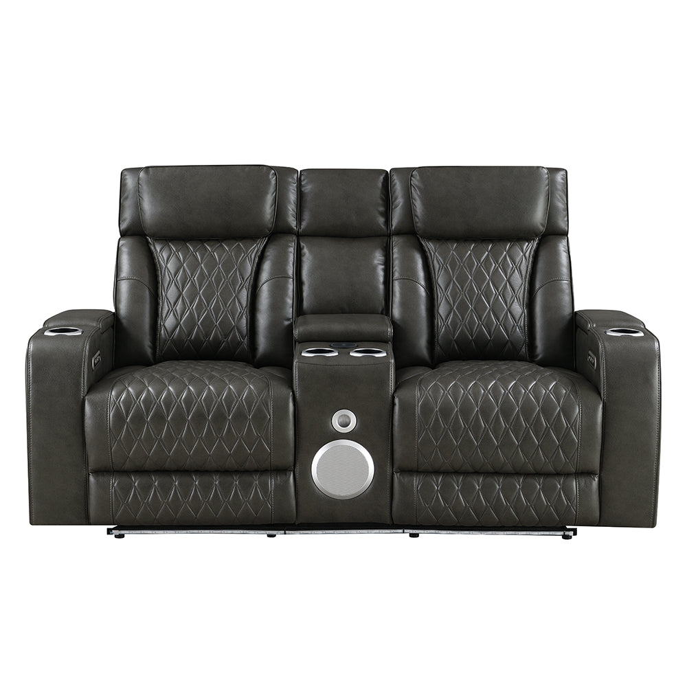 Taddeo Power Motion Loveseat w/Console , Speaker, USB, Wireless Chaeger & LED