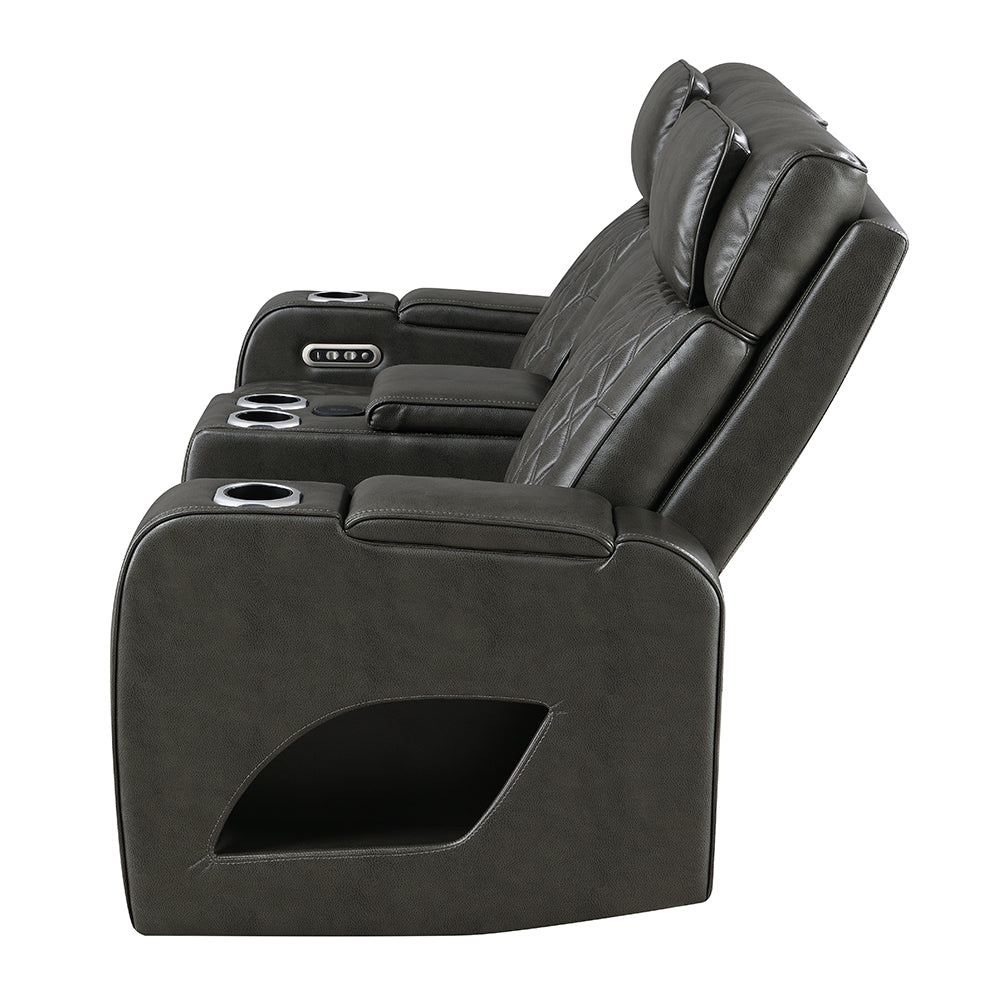 Taddeo Power Motion Loveseat w/Console , Speaker, USB, Wireless Chaeger & LED