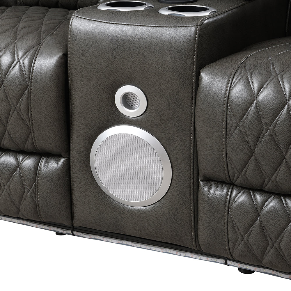Taddeo Power Motion Loveseat w/Console , Speaker, USB, Wireless Chaeger & LED