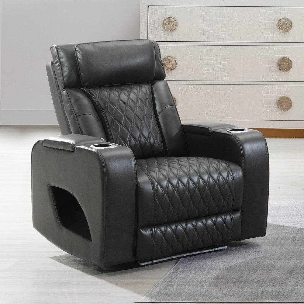 Taddeo Power Motion Recliner w/Power Headrest, USB, Wireless Chaeger & LED