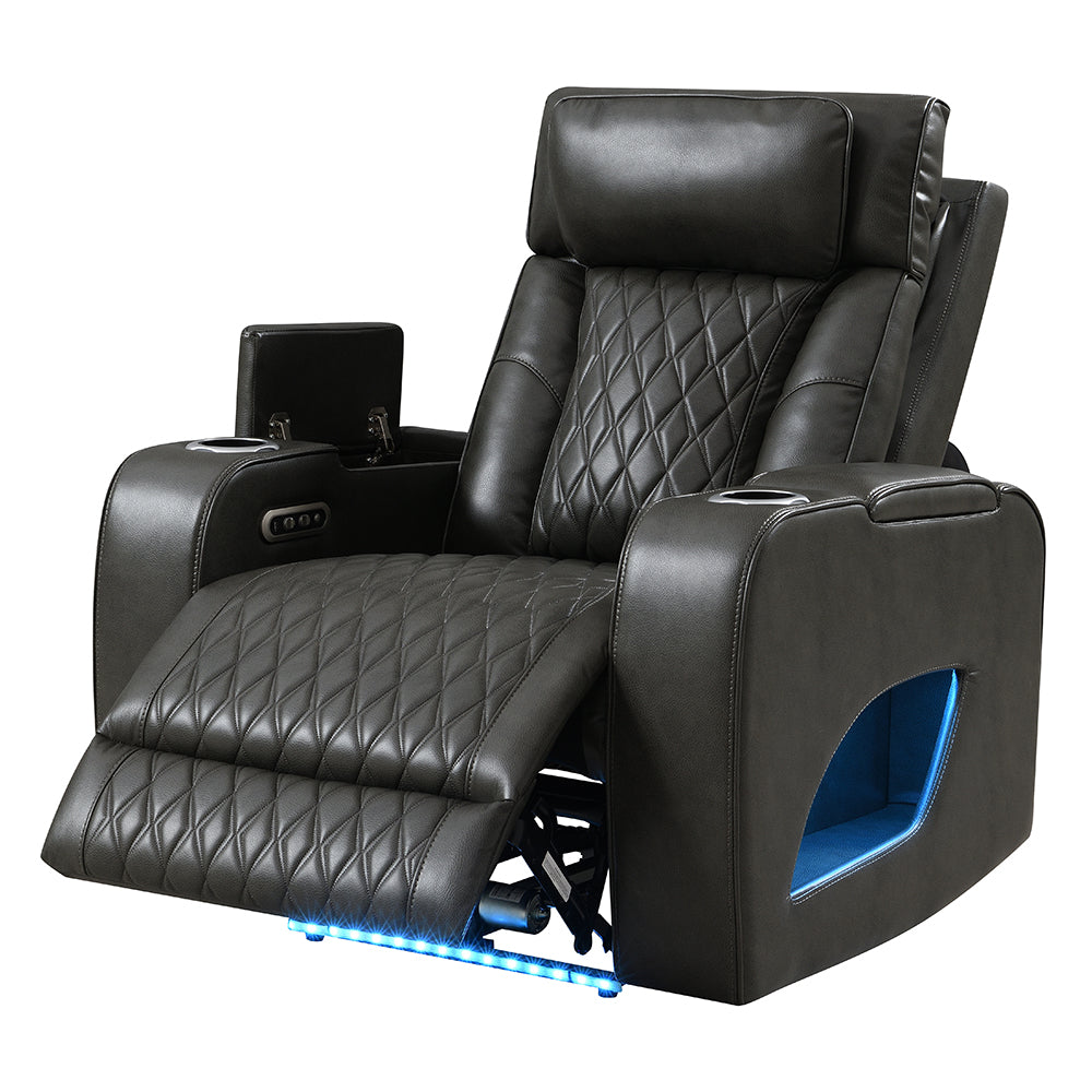 Taddeo Power Motion Recliner w/Power Headrest, USB, Wireless Chaeger & LED