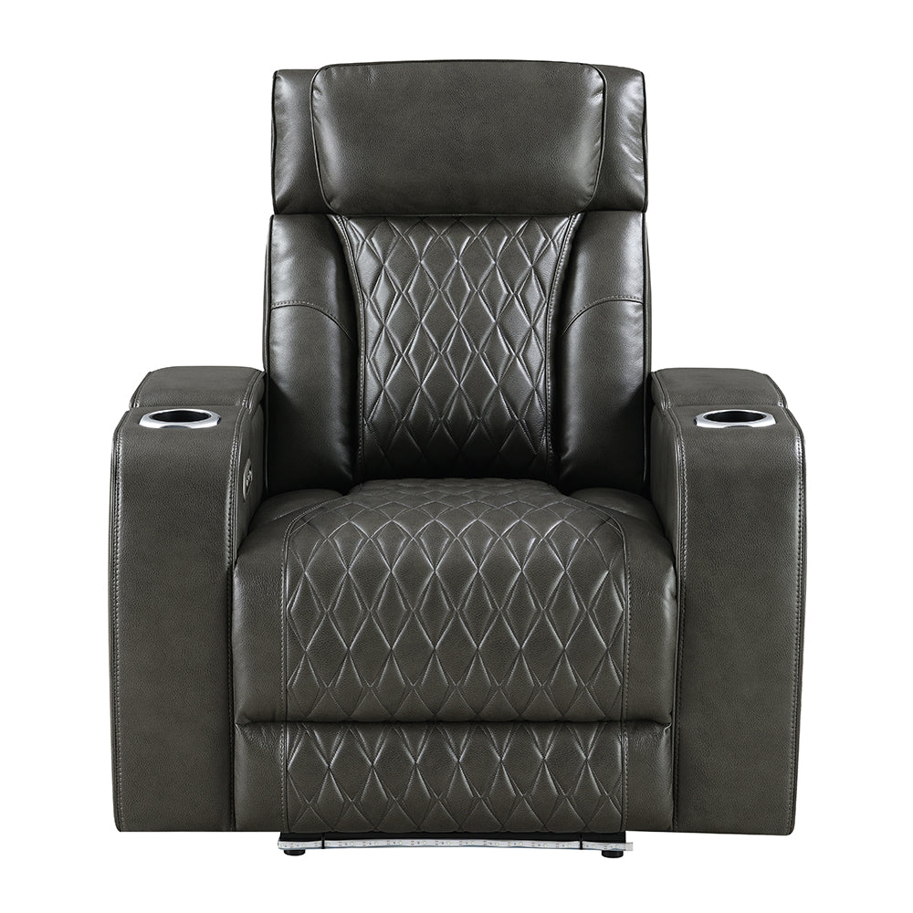 Taddeo Power Motion Recliner w/Power Headrest, USB, Wireless Chaeger & LED