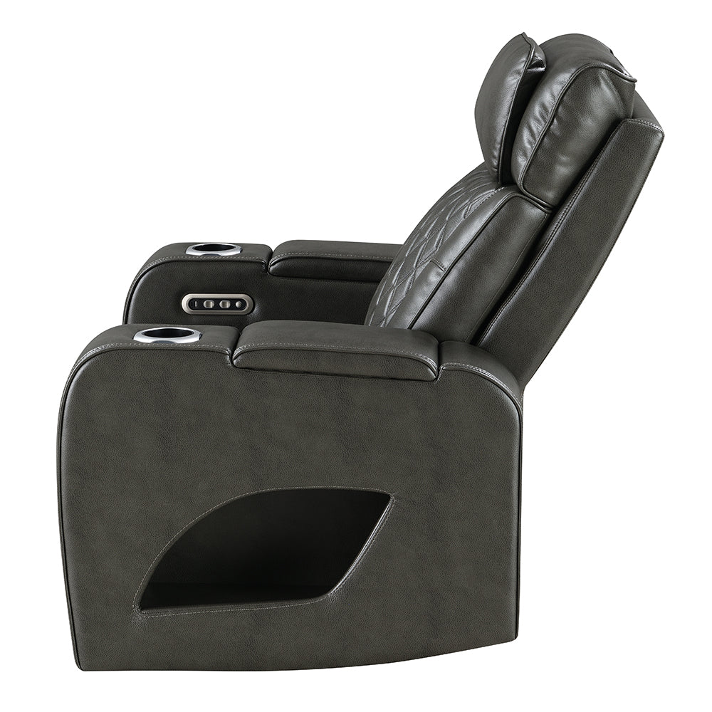 Taddeo Power Motion Recliner w/Power Headrest, USB, Wireless Chaeger & LED